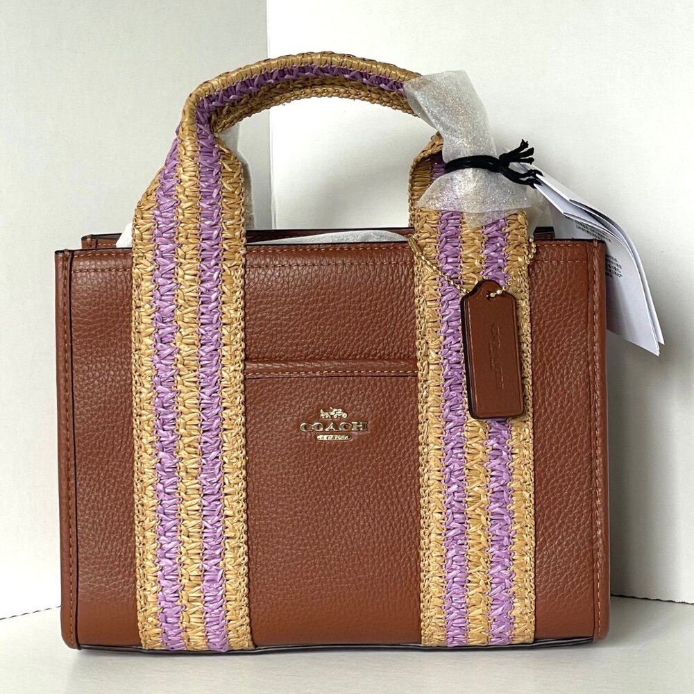Coach Smith Tote 24 Small Leather Brown Pink Crossbody Work Travel Bag CBG91 - Picture 12 of 12
